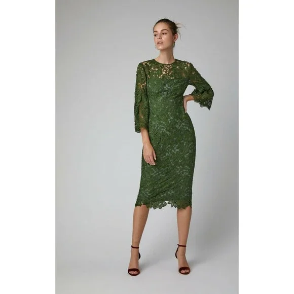 green emerald velvet dress Lela Rose main image 1